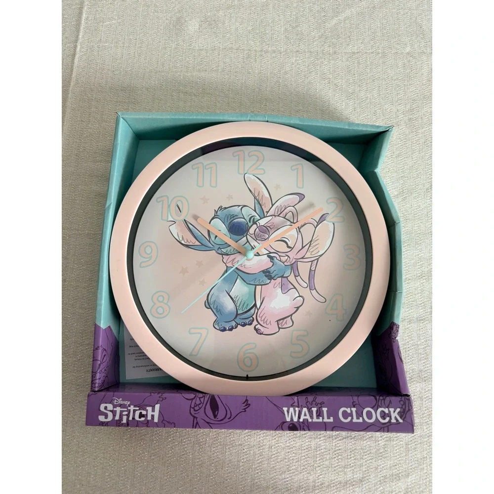 Disney Stitch Wall Clock 10in Pink New Stitch and Angel You Light Up My World